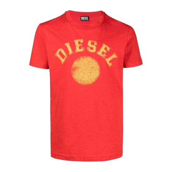 Diesel Unisex Adult Verbleekt Logo T-Shirt (Rood) - Image 1