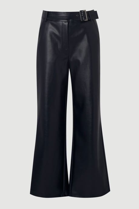 Faux Leather Belt Detail Trousers - Image 4