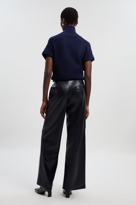 Faux Leather Belt Detail Trousers - Image 5