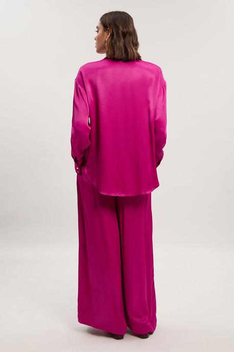 Viscose Satin Wide Leg Woven Trouser - Image 3