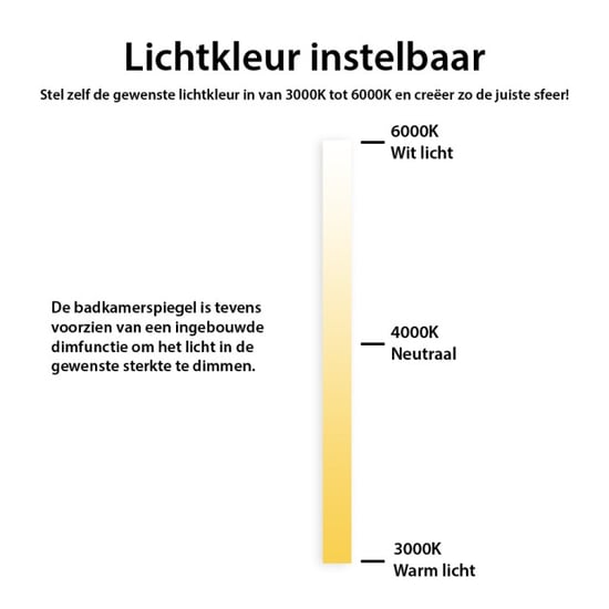 Vtw Living badkamerspiegel rond 60 cm spiegel met led verlichting en - Image 2