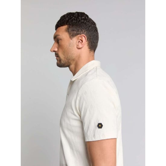 No Excess Polo v solid terry jacquard offwhite - Image 4