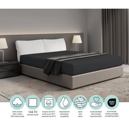 DoubleDry Hoeslaken 100% natuurlijk katoen tweepersoons 140x200 cm zacht & - Image 5