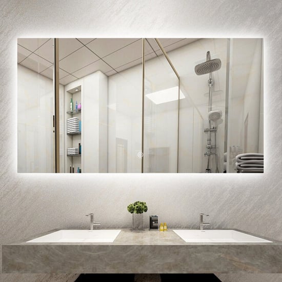 Vtw Living badkamerspiegel met verlichting en verwarming spiegel 120 x 80 - Image 3