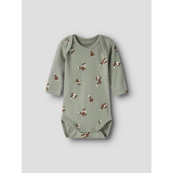 Name It Jongens kinder bodysuit nbmbody 3-pack effen grijs/beige/groen vosprint - Image 4