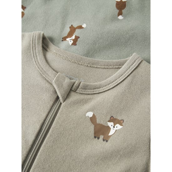 Name It Jongens kinder bodysuit nbmnightsuit 2-pack beige/groen vosprint - Image 3