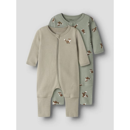 Name It Jongens kinder bodysuit nbmnightsuit 2-pack beige/groen vosprint - Image 5