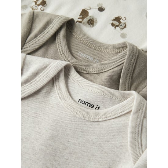 Name It Unisex kinder bodysuit nbnbody 3-pack beige/wit dierenprint - Image 4
