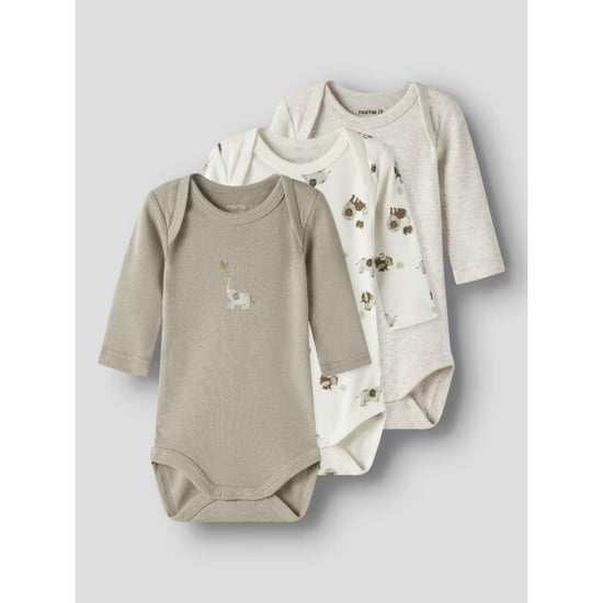 Name It Unisex kinder bodysuit nbnbody 3-pack beige/wit dierenprint - Image 6