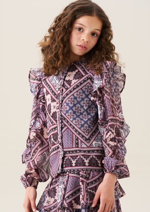 Adrienne Frill Sleeve Boho Print Blouse - Image 2
