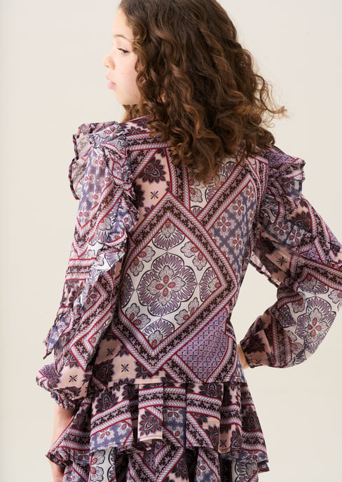 Adrienne Frill Sleeve Boho Print Blouse - Image 3