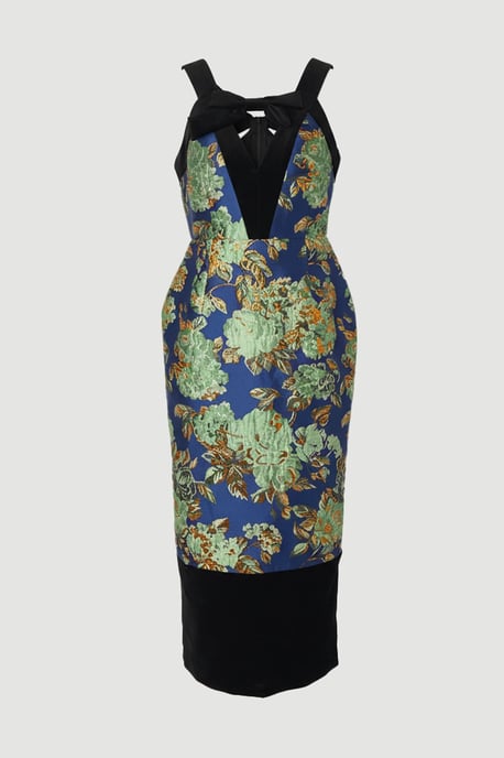 Velvet And Jacquard Contrast Strappy Tailored Midi Dress - Image 4