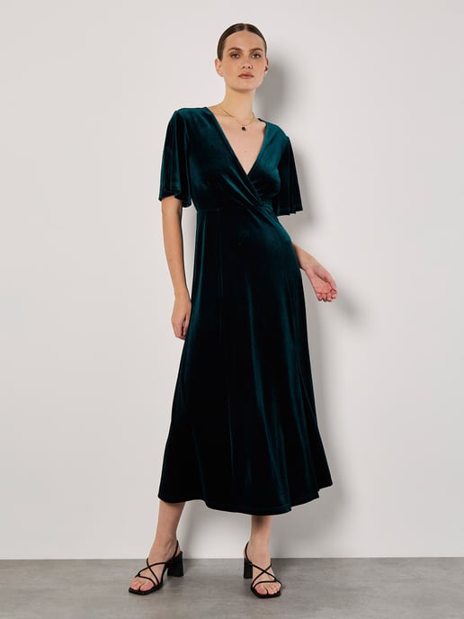 Apricot Velvet Wrap Maxi Dress - Image 2