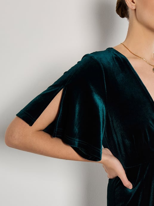 Apricot Velvet Wrap Maxi Dress - Image 3