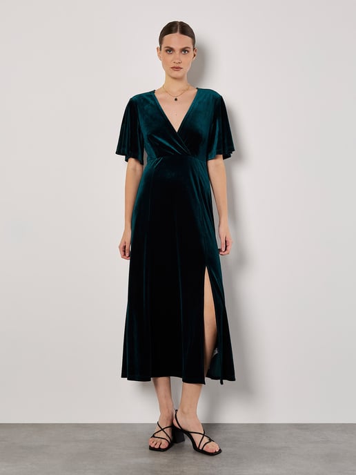 Apricot Velvet Wrap Maxi Dress - Image 5
