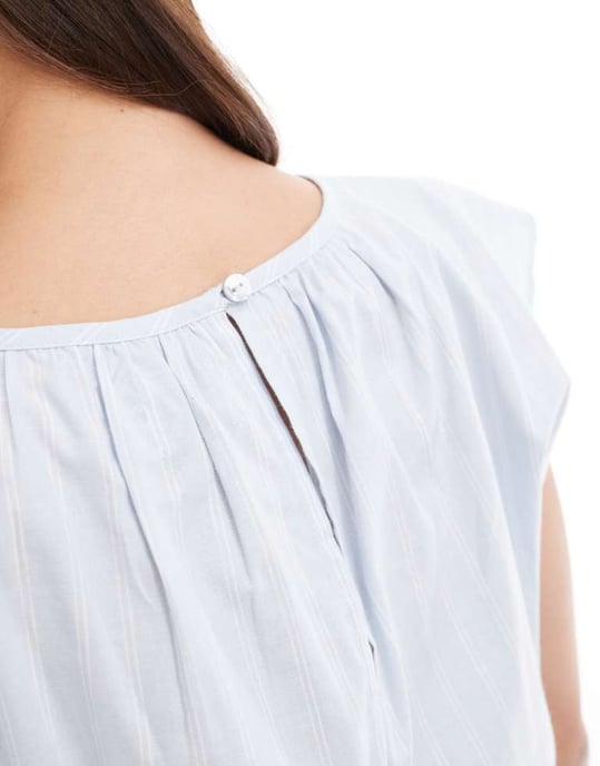 ASOS DESIGN elasticated waist co-ord top in blue and white stripe - Image 3