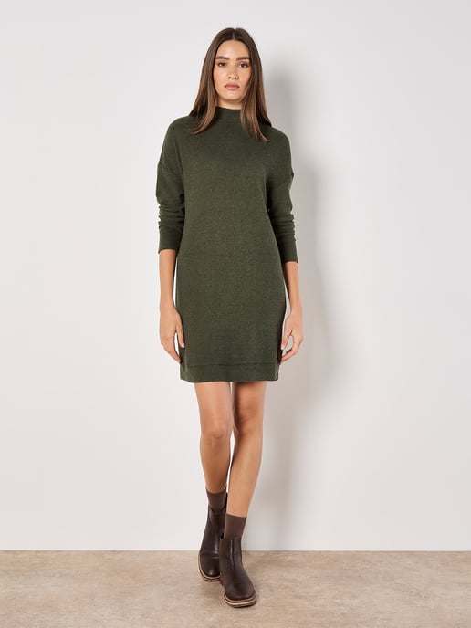 Apricot Ribbed Knit Mini Dress - Image 1