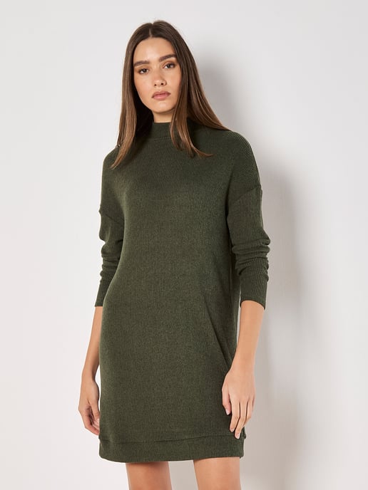 Apricot Ribbed Knit Mini Dress - Image 3