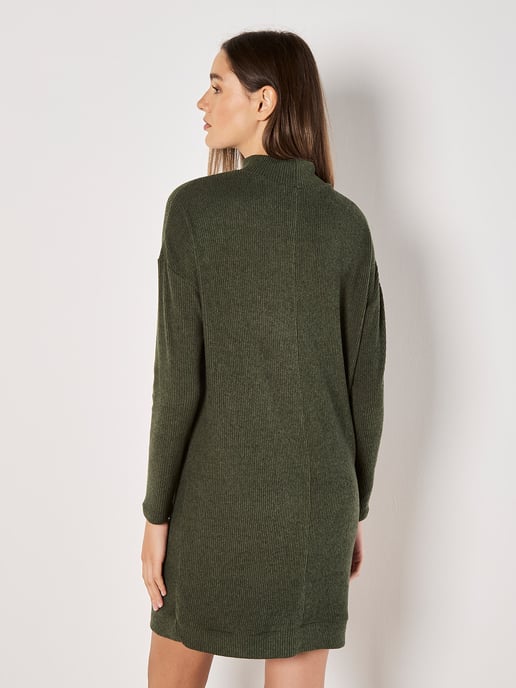 Apricot Ribbed Knit Mini Dress - Image 4