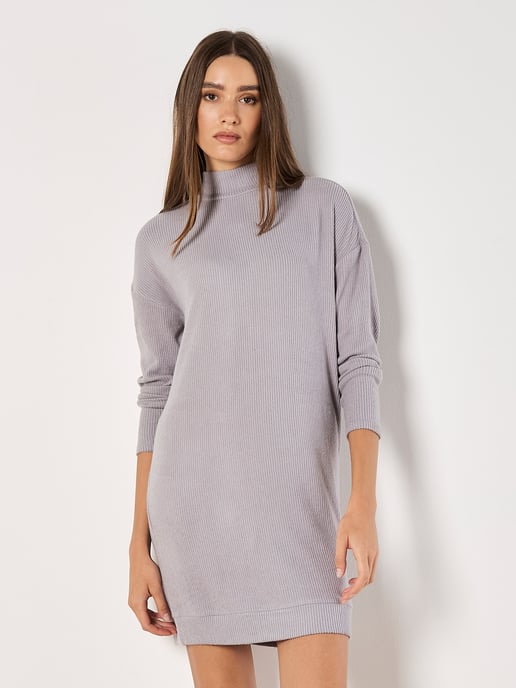 Apricot Ribbed Knit Mini Dress - Image 5
