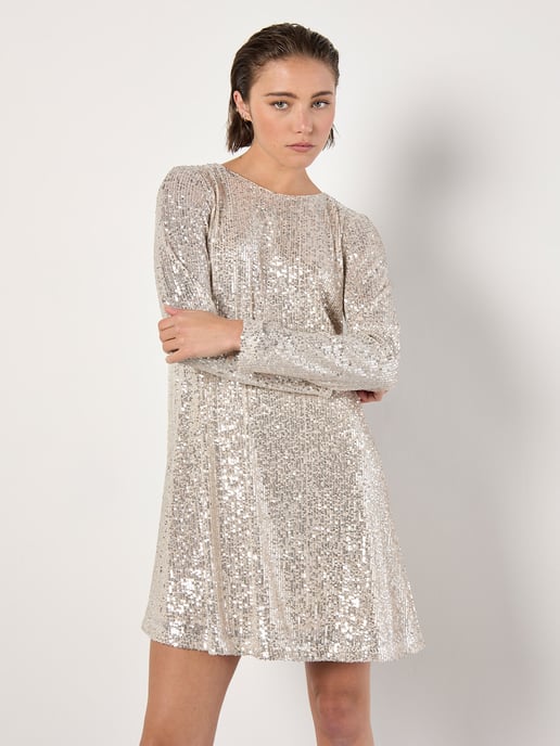 Apricot Sequin Embellished Shift Mini Dress - Image 2