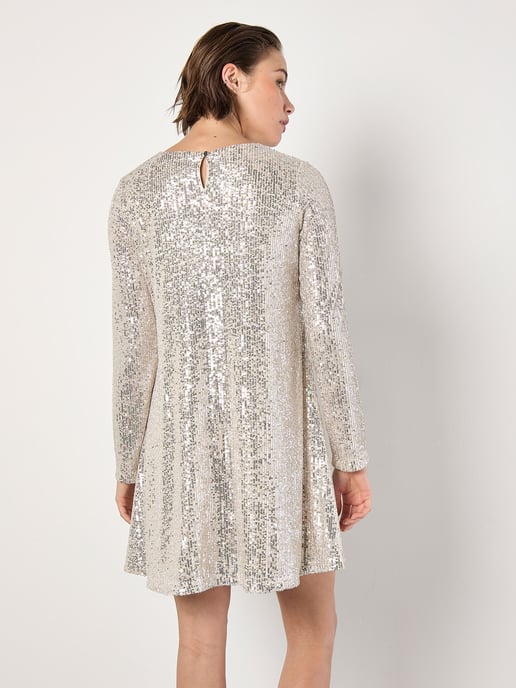 Apricot Sequin Embellished Shift Mini Dress - Image 4