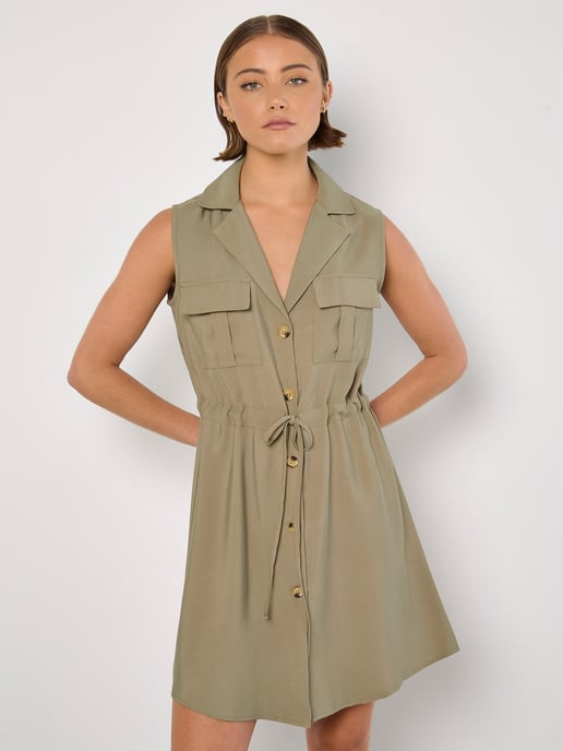 Apricot Utility Shirt Mini Dress - Image 1