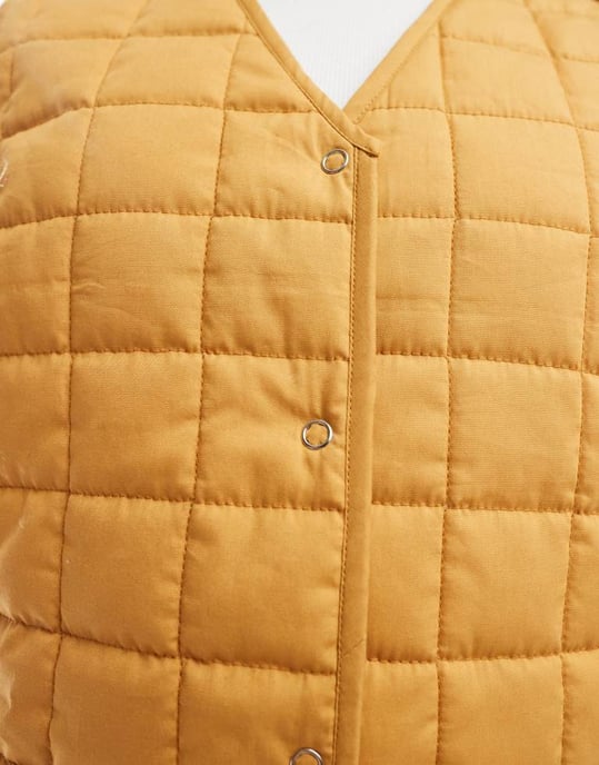ASOS DESIGN quilted gilet in mustard - Image 3