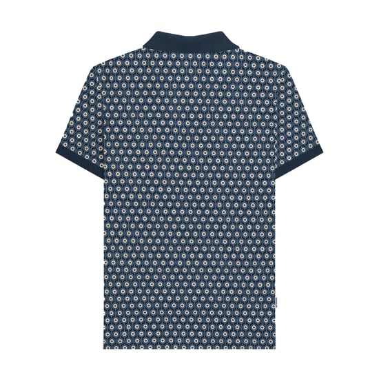 Lambretta Heren Roundel Geometrisch Polo Shirt (Marineblauw/Zilver) - Image 2