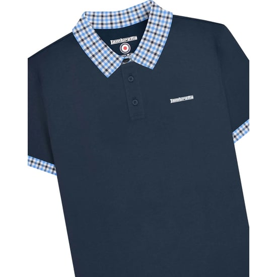 Lambretta Mens Gingham Collar Big & Tall Polo Shirt (Black) - Image 2