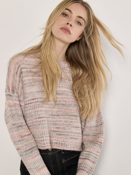 Apricot Space Dye Boxy Cropped Jumper - Image 3