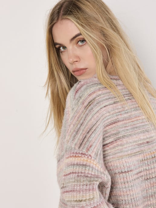 Apricot Space Dye Boxy Cropped Jumper - Image 4