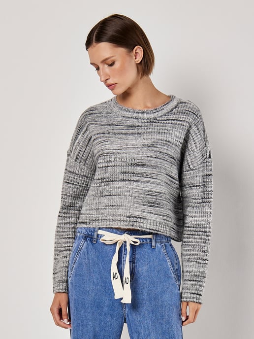 Apricot Space Dye Boxy Cropped Jumper - Image 2