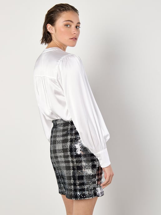 Apricot Check Sequin Mini Skirt - Image 3