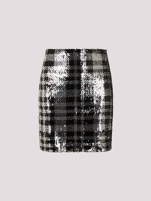 Apricot Check Sequin Mini Skirt - Image 5