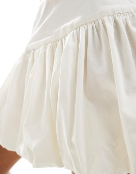 ASOS DESIGN drop waist bubble mini skirt in off white - Image 3