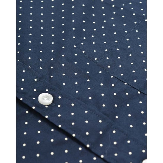 Lambretta Heren Pin Dot Lange Mouwen Shirt (Donker Marineblauw) - Image 3