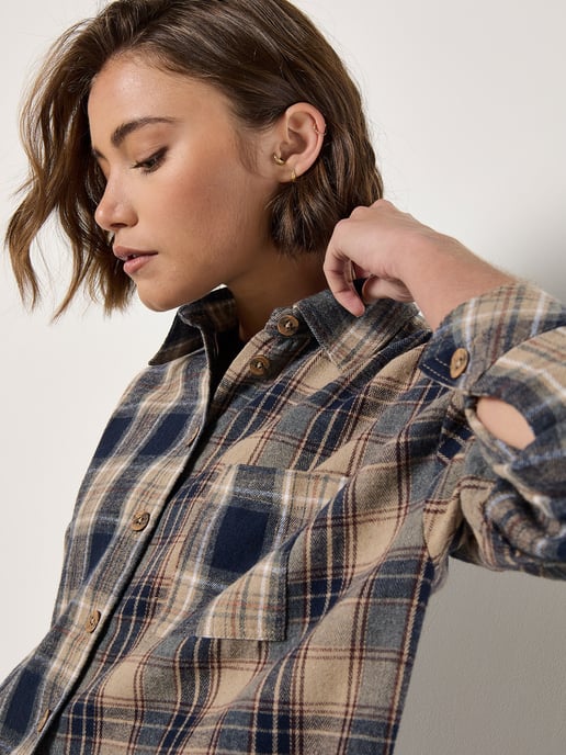 Apricot Mixed Check Oversized Shirt - Image 4
