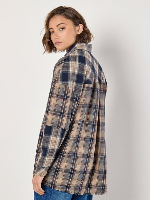 Apricot Mixed Check Oversized Shirt - Image 5