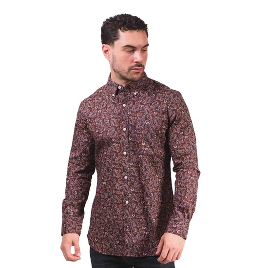 Lambretta Heren Paisley Langsleeve Shirt (Bordeaux) - Image 5