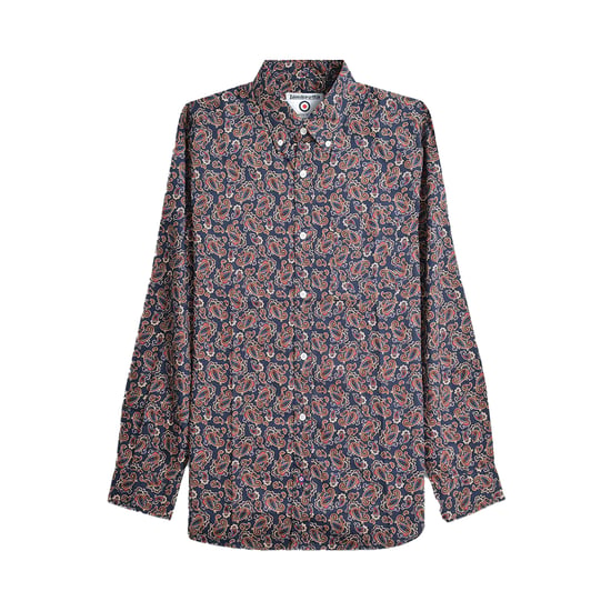 Lambretta Heren Paisley Lange Mouwen Overhemd (Marineblauw) - Image 1