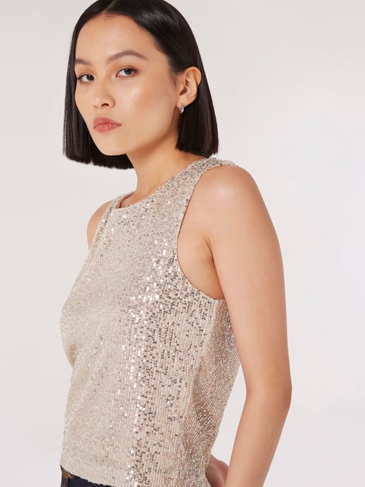 Apricot Sequin Shell Top - Image 1