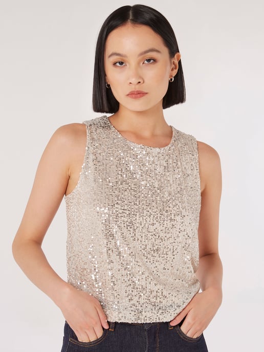 Apricot Sequin Shell Top - Image 2
