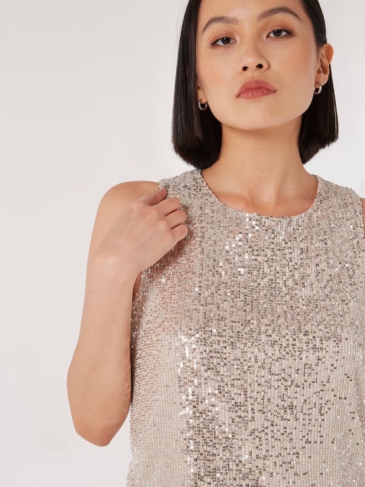 Apricot Sequin Shell Top - Image 3