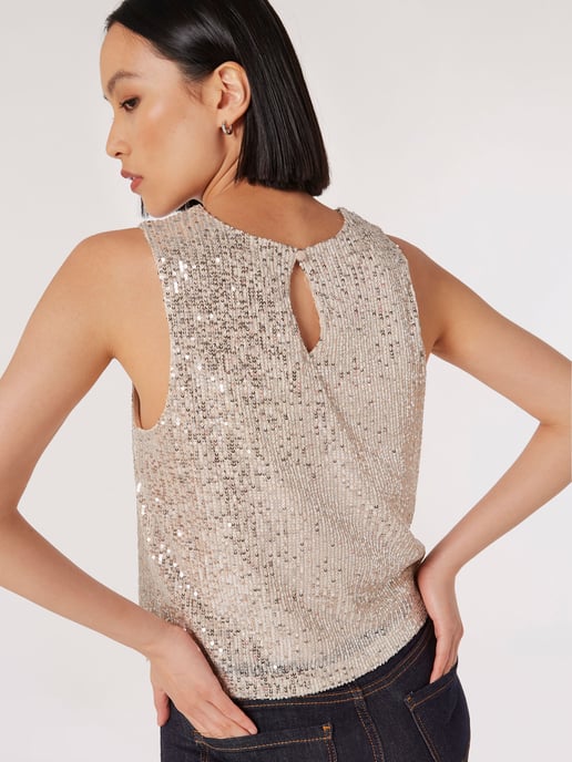 Apricot Sequin Shell Top - Image 4