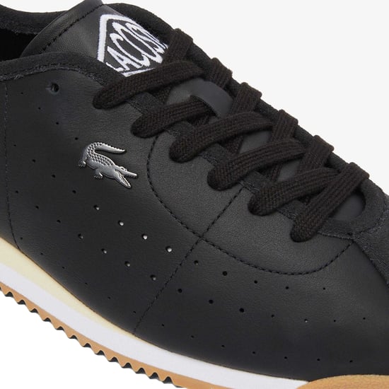 Lacoste Mens Club Leather Low Trainers (Black) - Image 5