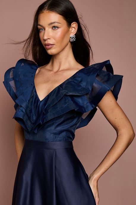 Volume Frill Shoulder Midi Dress - Image 2