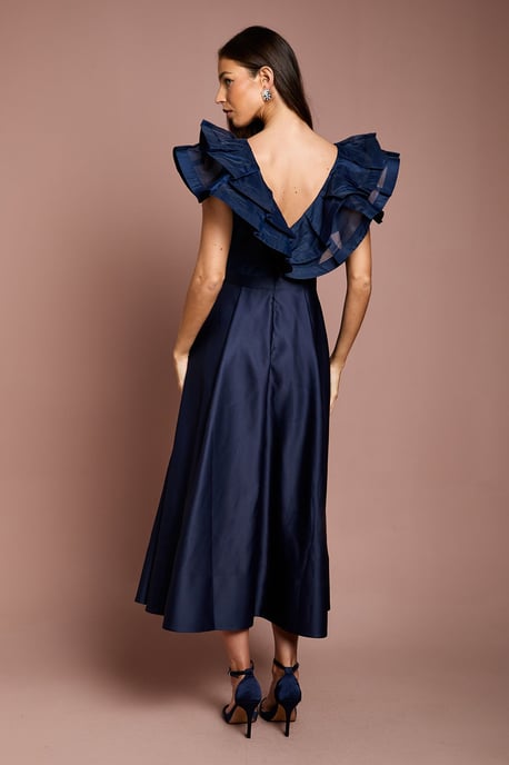 Volume Frill Shoulder Midi Dress - Image 3