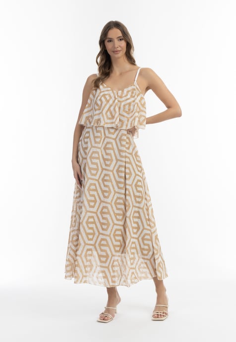 Faina Maxi jurk Dames beige wit - Image 2