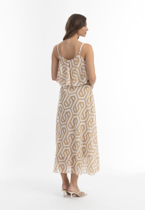 Faina Maxi jurk Dames beige wit - Image 3